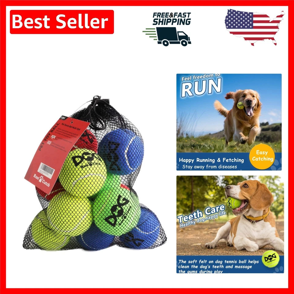 Insum Tennis Ball for Dog Pack of 12 Colorful Easy Catching Pet