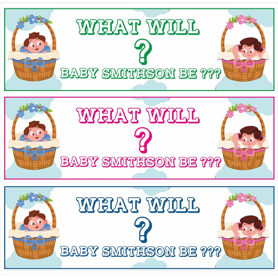 2x Banner personalizado revelador de género - ¿Niño o niña? Decoración de baby shower personalizada Foto 1 de 4