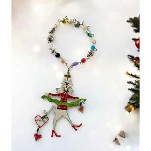 Metallo artigianale e perline IL MIO GATTO non è un ANGELO bianco moda gatto NATALE ornamento - Foto 1 di 2