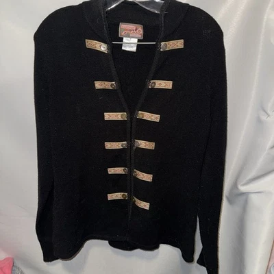 De Colección April Cornell Suéter Mujer S Negro Cárdigan Adornado Pesado Foto 1 de 4