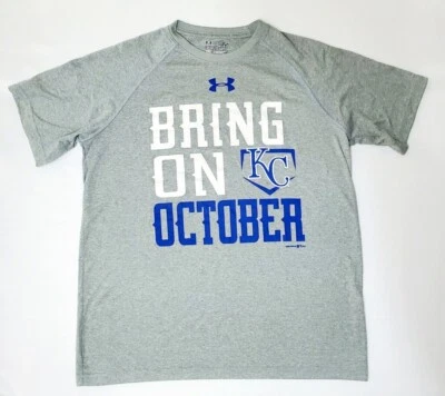 Kansas City Royals MLB Bring On October Under Armour Gray T-Shirt Mens Small - Image 1 of 4