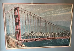 Realistische fertige Nadelspitze San Francisco Golden Gate Bridge 23” x 15” Vintage - Bild 1 von 9