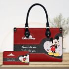 Custom Mickey Mouse Leather Handbag & Wallet, Custom Mickey Fan Gift Handbag