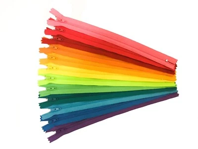Bright Colors Assorted, Closed End Clothing zipper, YKK Nylon Zippers - 12 pcs - Image 1 of 2