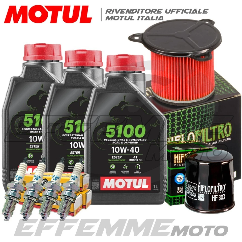 MOTUL + HIFLO + NGK Tagliando HONDA XLV Transalp 600 1987-1999 (5100 10W40 + Filtri Hiflo + Candele)