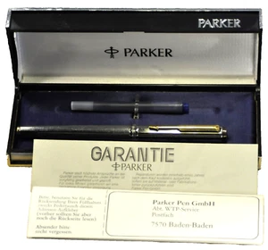 "Parker" 95 Silver Plated Fileté> 1990's "M" nib Fountain Pen w/ box - Picture 1 of 24