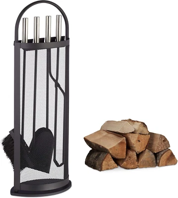 Accessori Camino, 5 Accessori, Porta-Attrezzi, Paletta, Scopetta, Pinza - Immagine 1 di 4