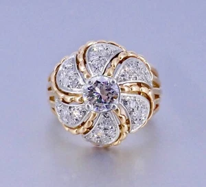 BAGUE DÔME COCKTAIL OR 18K ET PLATINE DIAMANTS - Imagen 1 de 11