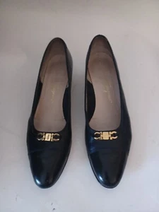 Schwarz Ferragamo Pfennigabsatz Damen 10 - Bild 1 von 7