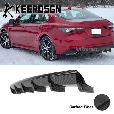 For Toyota Camry CARBON FIBER Curved Rear Bumper Diffuser Splitter Shark Fin JDM Foto 1 de 4