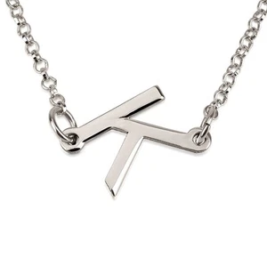 Sideway Initialen Halskette - Silber personalisierter Buchstaben Anhänger - oNecklace® - Bild 1 von 5