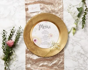 GOLD SILVER CHARGER PLATES PP PLASTIC DECORATIVE DINNER PLACEMATS - Picture 1 of 11