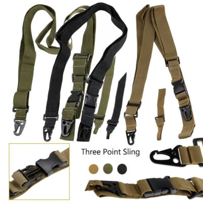 Tactical Three Point Sling Rifle Gun Adjustable Strap Quick Detach Mount Hunting - Image 1 of 4