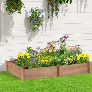 Petscosset Raised Garden Bed Wooden Outdoor Planter Box for Vegetables, Brown - Picture 1 of 7