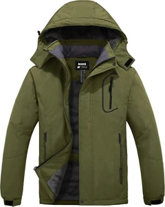 Men'S Mountain Waterproof Ski Jacket Winter Rain Jacket Warm Fleece Snow Coat - Picture 1 of 12