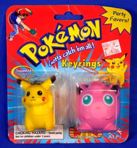 POKEMON SQUEEZIES KEYRINGS 2-PACK PIKACHU & JIGGLYPUFF 1999 SEALED ALPI - Picture 1 of 4
