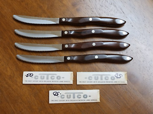 Vintage CUTCO No. 1059 Four Serrated Table Steak Knives Swirl Pattern Handle