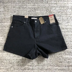 Levi’s Mom Shorts Womens Sz 16W Black High Waisted Realxed High Rise Flat Front - Picture 1 of 9