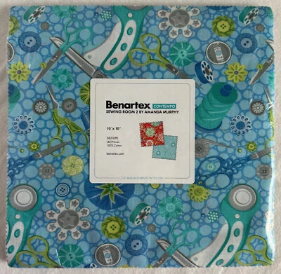 Benartex Amanda Murphy Sewing Room 2 ~ Layer Cake 10" Squares 100% Cotton Fabric - Image 1 of 4