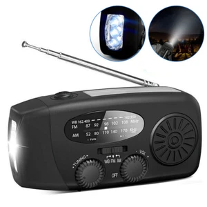 Emergency Solar Wind Up Hand Crank 3 LED Flashlight FM/AM Weather Radio - Picture 1 of 12