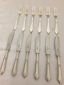 WMF 900 Fächermuster - Obstbesteck Obstmesser Obstgabeln - 12 teilig 90er Silber - Bild 1 von 5
