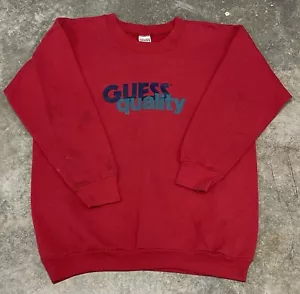 VTG DISTRESSED Guess Georges Marciano Red Crewneck Sweater Adult One Size (XL) - Picture 1 of 23