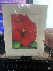 Patrice Federspiel Leidenschaftliches Hibiskusgemälde - 8x10 - Rahmen matt - Bild 1 von 2