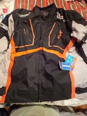 Chaqueta de motocicleta HWK para hombre y mujer Scorpion con tela Cordura, 3X. negra/naranja Foto 1 de 4