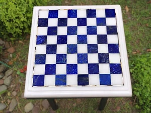 "White Marble Chess Set with Lapis Board – Premium Outdoor Game & Perfect Gifts - Picture 1 of 9