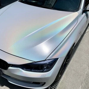 White Matte Chameleon Car Wrap Vinyl Laser Chrome Iridescent Vinyl Car Styling - Picture 1 of 7