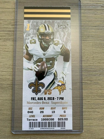 2019 New Orleans Saints Official NFL Mint Season Ticket Stub - pick any game! Cover