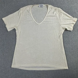Vintage 90er transparentes Stretch-Top elfenbeinfarben V-Ausschnitt Jonden von Linda Leal hergestellt in den USA 1X Y2K - Bild 1 von 10