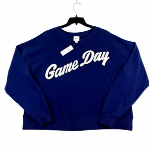 Anthropologie Maeve Game Day Sweatshirt Crew Neck Damen Gr. M Blau NFL Neu - Bild 1 von 13