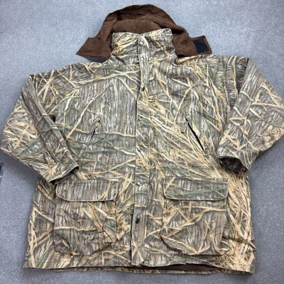 RealTree Jacket Adult 2XL XXL Brown Workwear Canvas Camo Hunting Hood Lined Men* - Image 1 of 4
