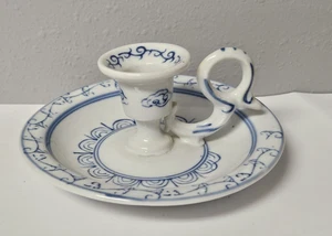 Ming Dynasty Replica Porcelain Candle Holder Vintage White & Blue Decor - Picture 1 of 3