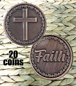 Faith Religious Cross (20 Pack) Pocket Coin Token 1" 3D Design! - Picture 1 of 4