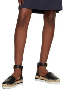 See by Chloe Damen Knöchelriemen Gyln Espadrilles schwarz Leder Größe 40 350 $ - Bild 1 von 7