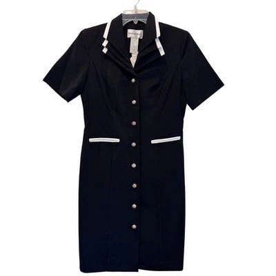 NEW Danny & Nicole Dress Black White Trim Short Sleeve Button Down Size 12 - Image 1 of 4