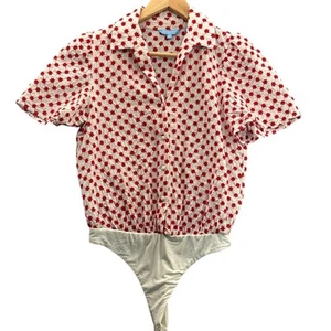 Draper James Rsvp rot Blumen Ösen Kurzarm Button Down Body Damen S - Bild 1 von 10