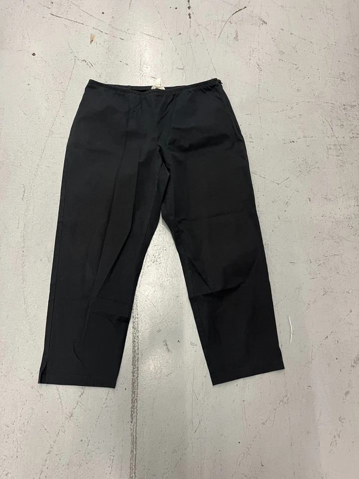 Pantalones deportivos para mujer Eileen Fisher grandes negros elásticos pierna recta cremallera lateral mosca Foto 1 de 4