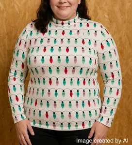 Time and Tru Mock Neck Christmas Lights Long Sleeve Shirt – XXL (2XG/20) - Picture 1 of 4