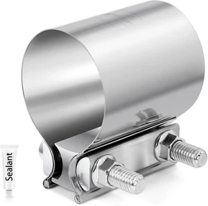 1 Pcs 1.75 inch Exhaust Clamp 1 3/4 Butt Joint 304 inch, Silver - Foto 1 di 6