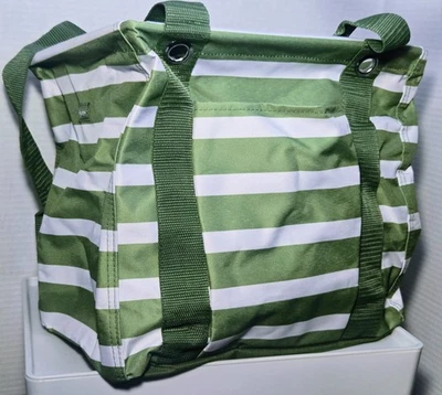 New Thirty-One Small Utility Tote - Green Cabana Stripe - AF29 - Image 1 of 4
