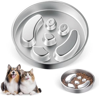 Stainless Steel Slow Feeder Dog Bowls – Non-Slip Metal Dog Bowl for Large & Medi - Image 1 of 4