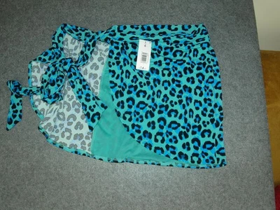 Women's Blue Leopard Print Wrap Skirt Size 6 - Image 1 of 4
