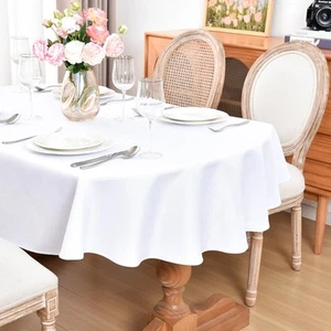 Oval Tablecloth 60 x 84 Inch Washable Polyester Table Cloth Solid White Heavy... - Picture 1 of 6