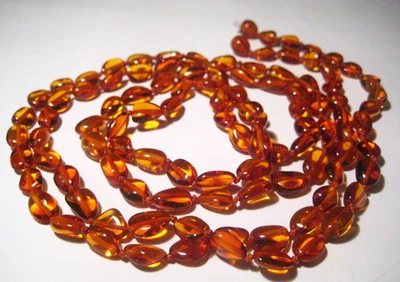 "HANDMADE" Vero collana di ambra del Baltico 120cm. !