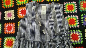 Vintage 80s 90s Laura Ashley Blue Plaid Embroidered Wrap Dress Cottagecore XS S - Picture 1 of 5