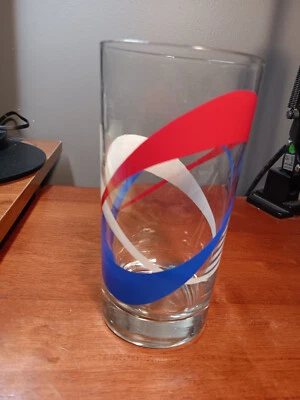 Vaso de cóctel atómico Libbey Orbit rojo blanco azul 5,5" alto 2,75" diam. Foto 1 de 3