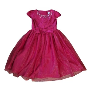 Disney Mickey Mouse Adaptive Holiday Dress Girl SZ M Red Glitter Bow - Picture 1 of 6